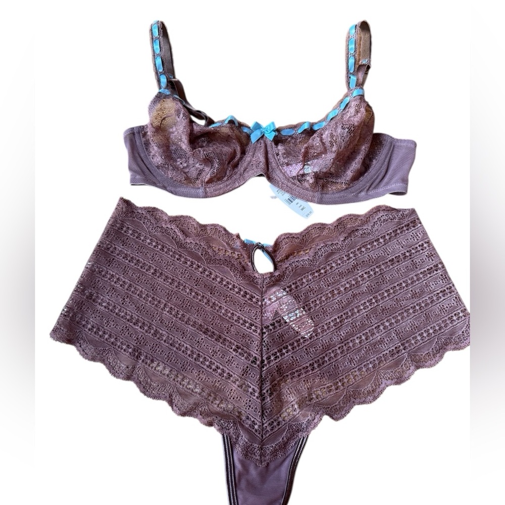 Elegant Victorias Secret Lace Brown Lingerie Set NWT